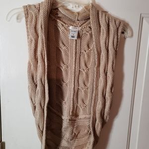 Y2k/ Early 2000s Old Navy Size S Tan Cable Knit Shrug Cardigan Casual Vintage